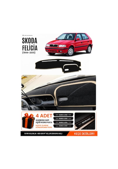 Skoda Felıcıa 1994-2001 Uyumlu Torpido Koruma, Torpido Örtüsü, Torpido Kılıfı - Siyah-bej - Sk006