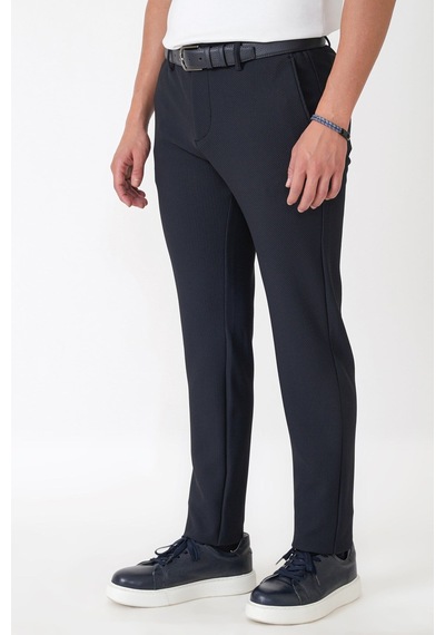 Comfort Fit Petek Dokuma Esnek Pamuklu Lacivert Pantolon P 1230