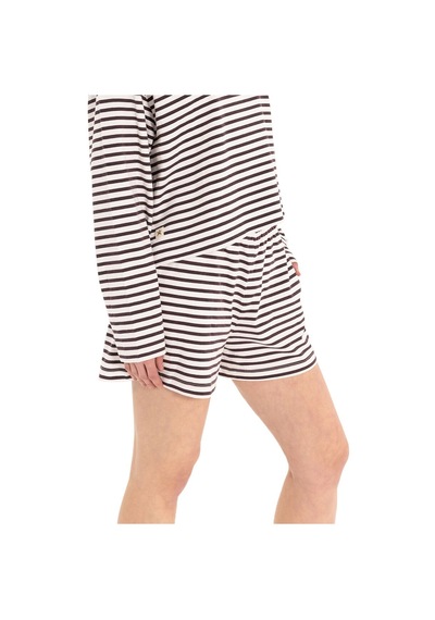 Inguz Stripe Pamuk Şort Siyah - Beyaz