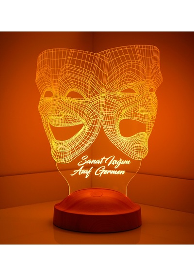 3D Led Lamba 3 Boyutlu Maske Kişiye Özel Hediye Gecelambası