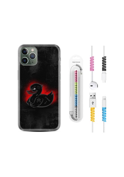 Apple Uyumlu iPhone 12 Pro Max Kılıf Kablo Koruyuculu Black Duck 1688