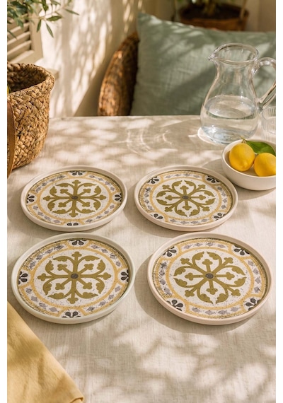 Timeless Brown Stackable 4'lü Pasta & Sunum Tabağı 21 Cm Çok Renkli