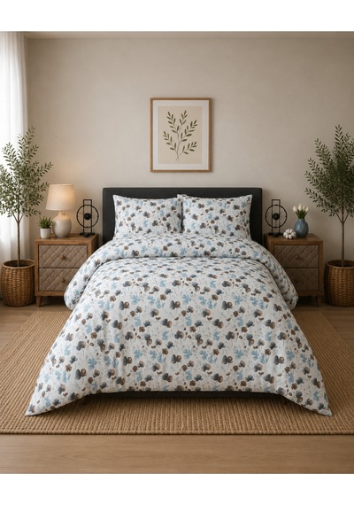 Çift Kişilik Nevresim Takımı %100 Pamuk 200x220 Lastikli Çarşaflı 160x200 Kahverengi 37580875