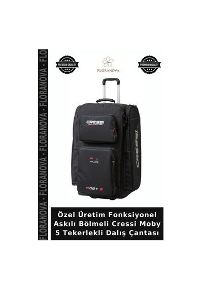 Özel Üretim Fonksiyonel Askılı Bölmeli Cressi Moby 5 Tekerlekli Dalış Çantası