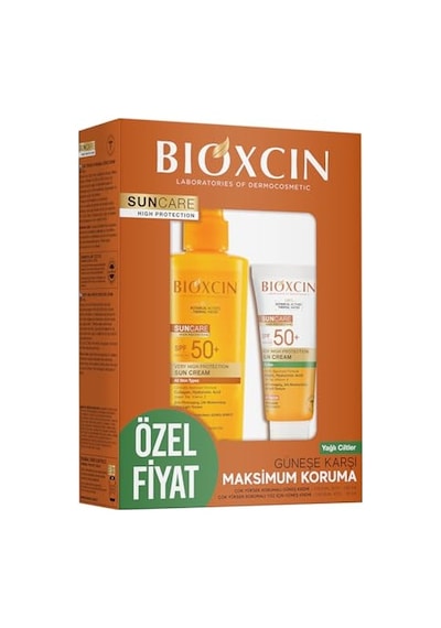 Bioxcin Sun Care Spf 50 Güneş Koruyucu Set Yüz Kremi 50 Ml + Vücut Spreyi 200 Ml Kuru Ve Normal Ciltler İçin, Suya Dayanıklı, Anti-alerjik