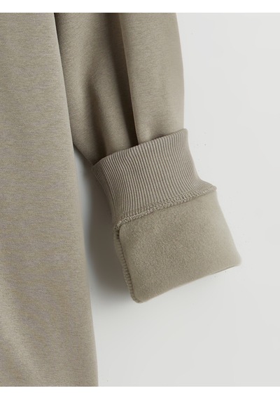 Lcw Vision Bej Bisiklet Yaka Baskılı Erkek Kalın Sweatshirt