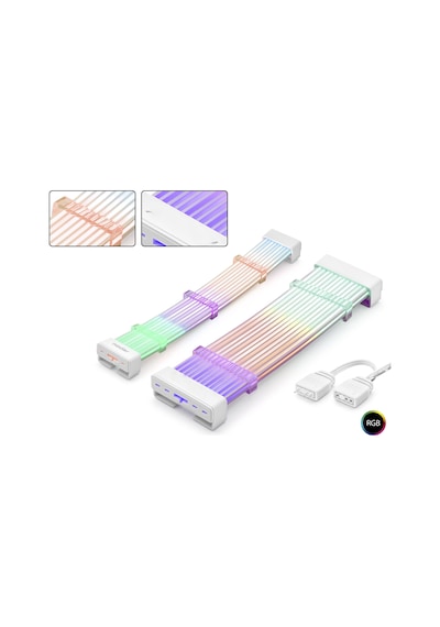 A-rgb Sleeved Kablo Kılıfı Seti Anakart 24 Pin Ekran Kartı 2x8 Pin Beyaz Nd2800set