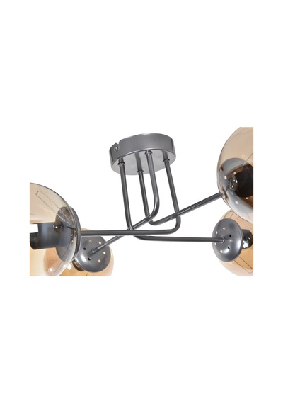Safir Modern Tasarım Salon Yatak Odası Mutfak Gri Renk Bal Camlı 4 Lü Avize Gri Bal Gri Bal