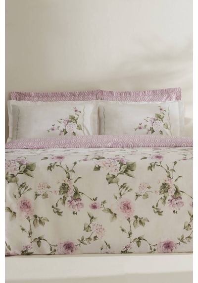 Karaca Home Rosales %100 Pamuk 120 Tel Çift Kişilik Saten Nevresim Takımı Beyaz