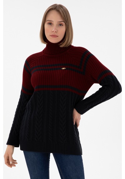 U.S. Polo Assn. Kadın Bordo Boğazlı Kazak 50293134-VR014