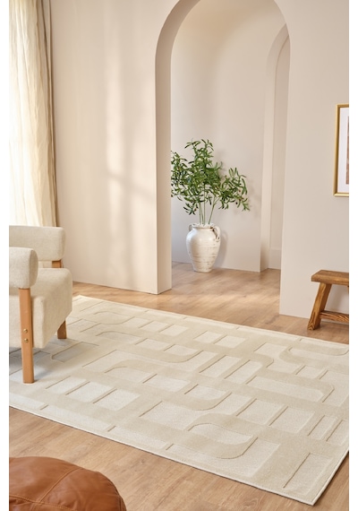 Kaşmir Halı İskandinav Tora White 100x200 Cm Salon Mutfak Halısı Yolluk Beyaz