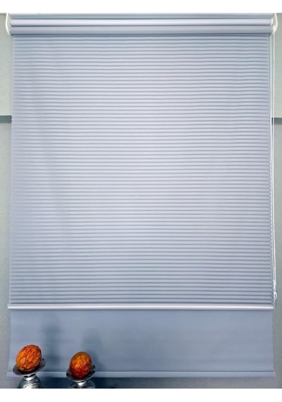 İnce Zebra Çizgili Çift Mekanizmalı Tül Ve Stor Perde Ts2025 Gri