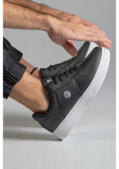 Nstil Unisex Spor Ayakkabı Rahat Yumuşak Taban Kaymaz Günlük Bağcıklı Sneaker 408 Siyah Beyaz