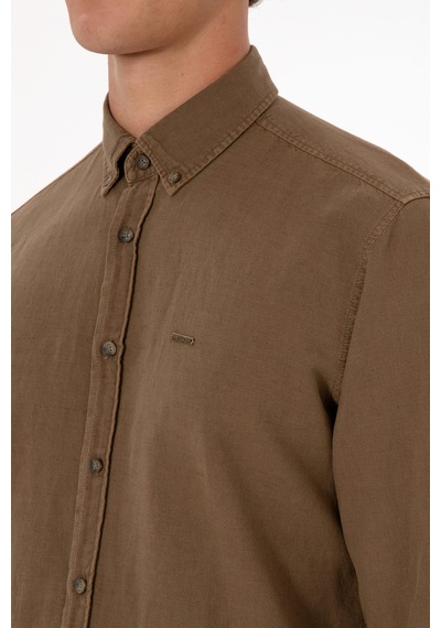 U.s. Polo Assn. Erkek Haki Gömlek Desenli 50308390-vr027 Haki