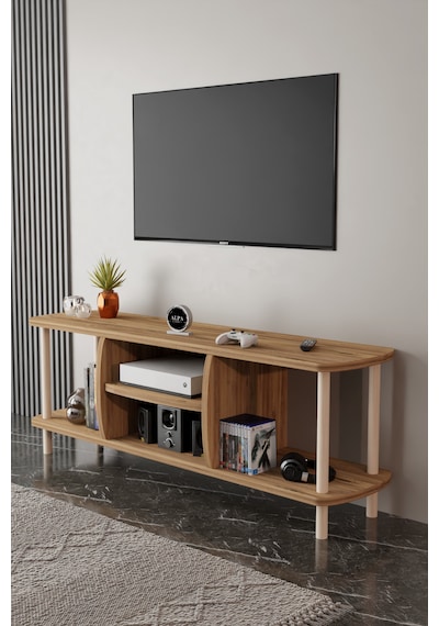 Modern Tv Ünitesi Ahşap Raflı 2 Katlı 4 Raflı Televizyon Sehpası Televizyon Ünitesi Atlantik Çam Modern Tv Ünitesi Ahşap Raflı 2 Katlı 4 Raflı Televizyon Sehpası Televizyon Ünitesi Atlantik Çam