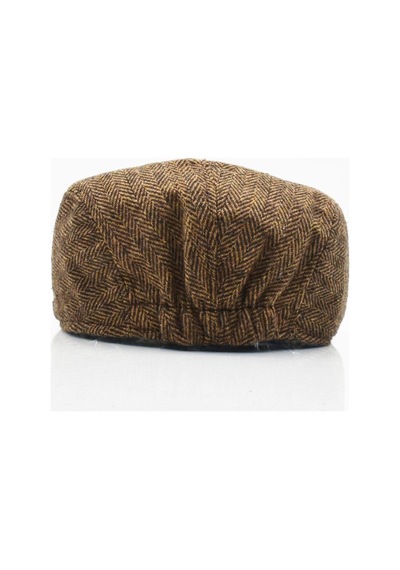 Külah Erkek Kasket Balıksırtı Flat Cap Termal Yün Şapka-Camel
