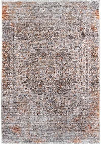 Indiana Etnik Desenli Vintage Eskitme Görünümlü Modern Halı In04 Multi Krem