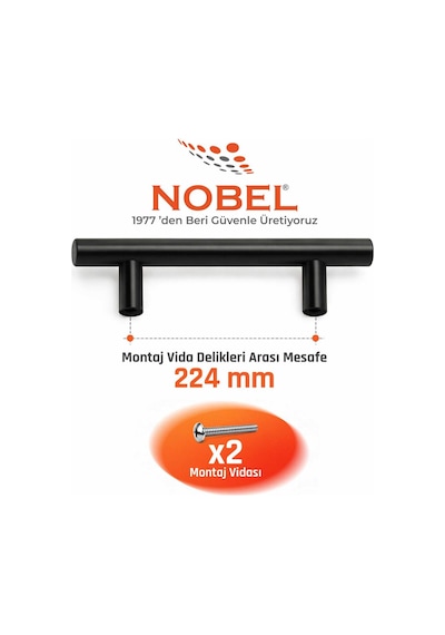 224 Mm Metal Mobilya Kulpu Mutfak Dolap Çekmece Kulpu, Dekoratif Kulp Seti 10 Adet Mat Siyah