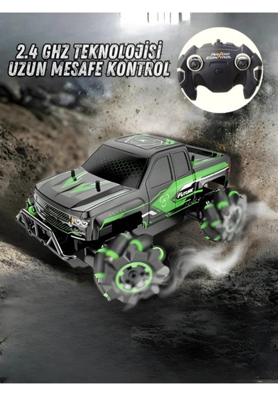 Tornado Uzaktan Kumandalı Işıklı Drift Arabası 4x4 Akrobat Off-road Jeep 2.4ghz Şarjlı Araba Çok Renkli
