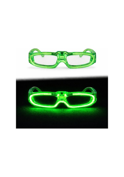 Yeşil Led Işıklı Parti Gözlüğü 3 Modlu Glow - Gece Eğlence Gözlüğü Yetişkin
