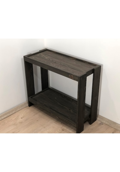 O&A WOOD 2 Katlı Doğal Ahşap Çiçeklik, Ceviz Masif Saksı Standı Ceviz
