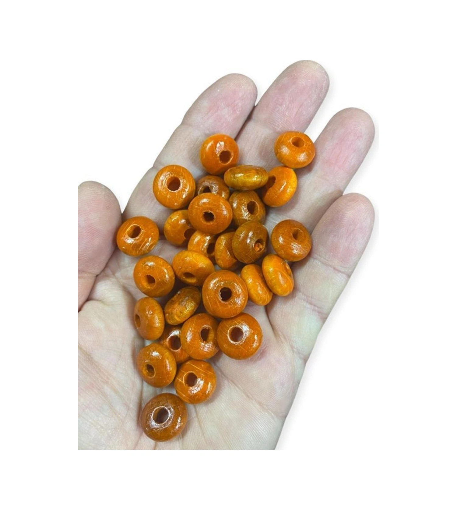50 Adet 14 Mm Basık Ahşap Boncuk