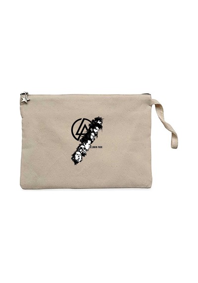 Linkin Park Logo Siluet Krem Clutch Astarlı Cüzdan / El Çantası