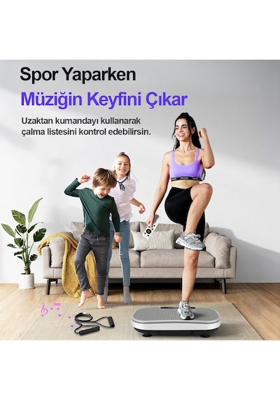 Bluetooth Led Işıklı Titreşimli Egzersiz Platformu Kumandalı Ev Fitness Aleti Direnç Lastiği Hediye