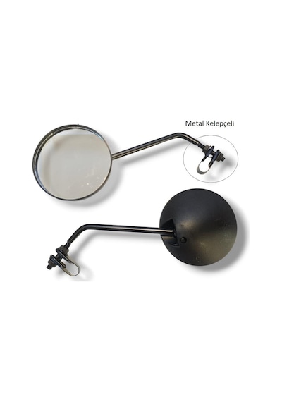 Ayna Yuvarlak 6mm+ Metal Kelepçeli Takım - Ebike,,bisiklet,atv Universal