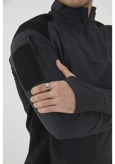 Camp Scoutland Camp138 Outdoor Tactical Su iticili Erkek Antrasit-Siyah Taktik Sweatshirt Antrasit