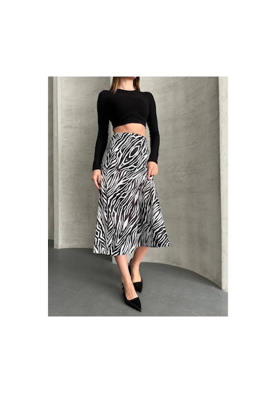 Asur Boutique Asur Butik Kadın Saten Beli Lastikli Etek Beyaz