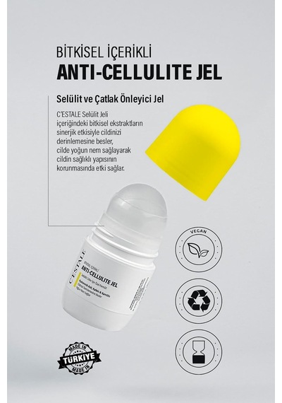 C Estale Selülit Karşıtı Roll-on Masaj Jeli Kafein, Karnitin, Hyaluronik Asit Ve Bitkisel Özler Sıkılaştırıcı & Pürüz Görünümü Azaltıcı Etki 50 Ml