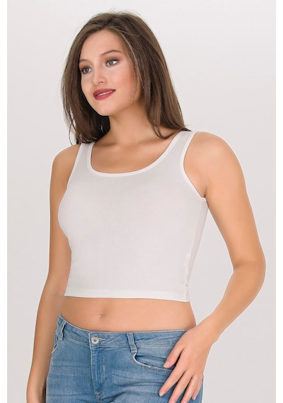Sensu Kadın Beyaz Kalın Askılı Crop Büstiyer - Bst1006 Beyaz