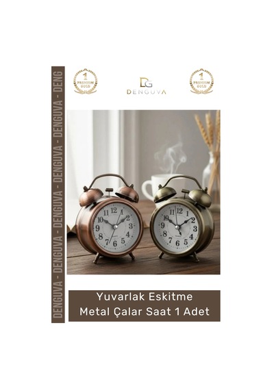 Saat Nostaljik Retro Dekoratif Vintage Masa Saati Sessiz Yuvarlak Eskitme Metal Çalar Saat Çok Renkli