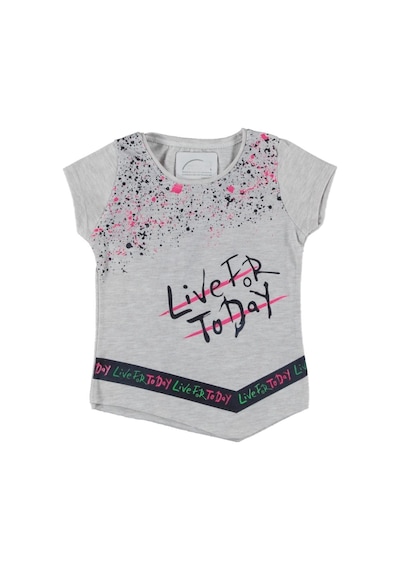 Liay Moda Love For Baskılı Kız Çocuk Tişört Gri