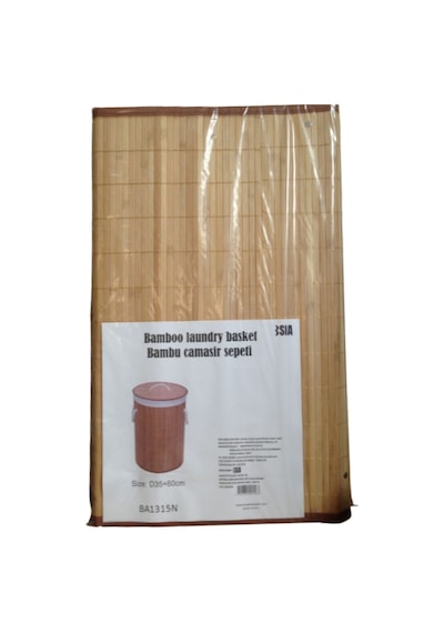 BAMBU KAPAKLI ÇAMAŞIR SEPETİ EL YAPIMI,NATURAL 35x35x60cm Diğer