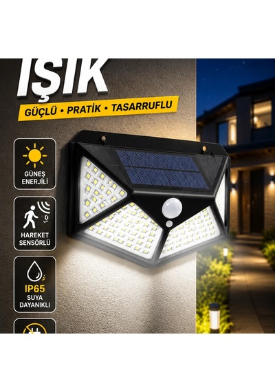 Yx-100 100 Led Solar Bahçe Aydınlatma Lambası Hareket Sensörlü 3 Modlu