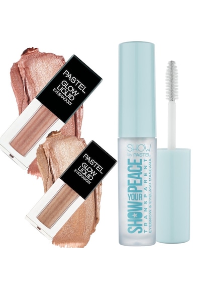 Pastel Glow Liquid Eyeshadow 221 Dreamland + 222 Golden Cage + Transparan Kaş ve Kirpik Maskarası