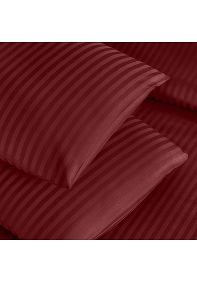 Linestyle Çift Kişilik %100 Pamuk Saten 90 Tel Nevresim Seti Bordo 3 Parça