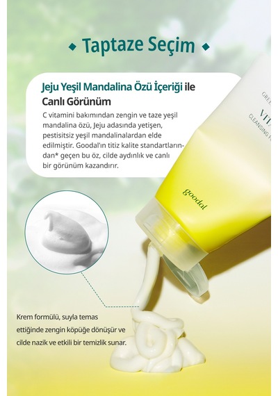 Cilde Aydınlık Görünüm Sunan Temizleme Köpüğü Goodal Green Tangerine Vita C Cleansing Foam