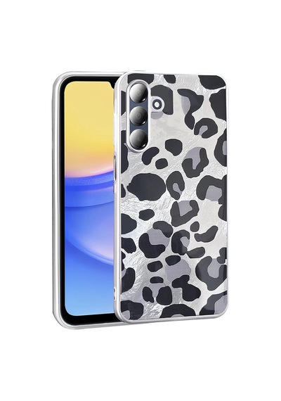 Galaxy Uyumlu A16 Kılıf Desenli Zore Mep Kapak Gri Leopar