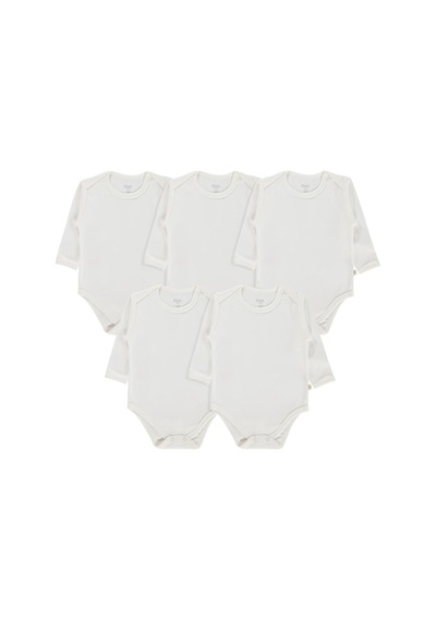 Civil Baby Düz Uzun Kol 5 Li 1-3 Yaş Çıtçıtlı Badi - Beyaz