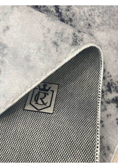 Raschel Carpet Çizgi Desenli Gri Kaymaz Taban Kalın Peluş Halı - Yolluk Gri