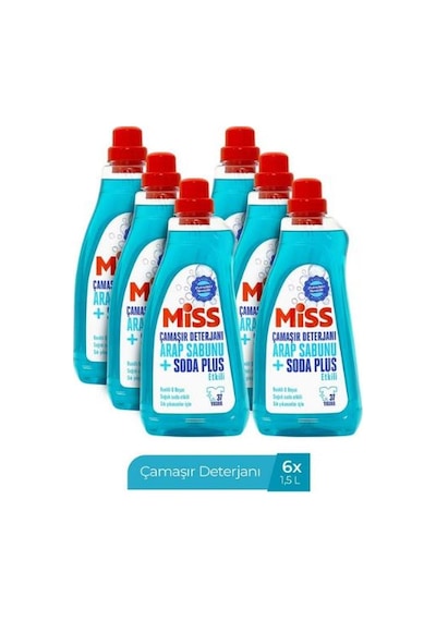 Miss Sıvı Çamaşır Deterjanı 1500 Ml X6 Arap Sabunu Ve Soda Etkili Sabun Kokulu