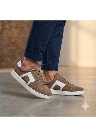 Marcobranchını Bağcıklı Hakiki Deri Erkek Sneaker Ayakkabı 614091m Kum