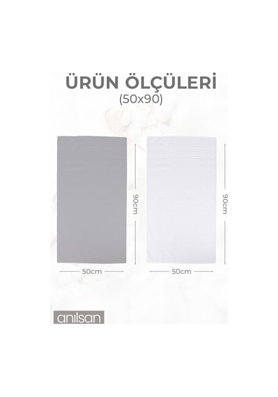 6'lı Greek Gri-beyaz El Havlusu - 50x90 Cm, 225 Gr, %100 Pamuk, Spa Ve Otel Havlusu Gri-Beyaz