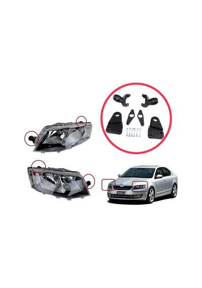 Skoda Octavia Mk3 5e 2012-2019 İçin Sağ Sol Ön Far Tamir Seti