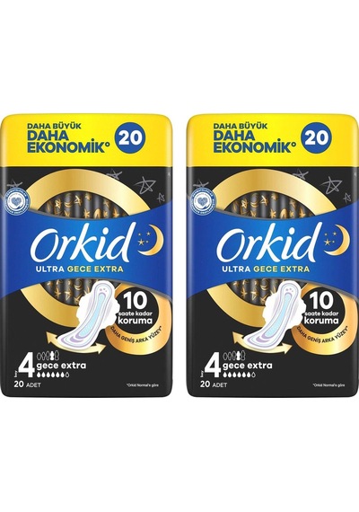 Ultra Gece Ekstra Hijyenik Ped 20 Adet 4 Boy 2 Adet
