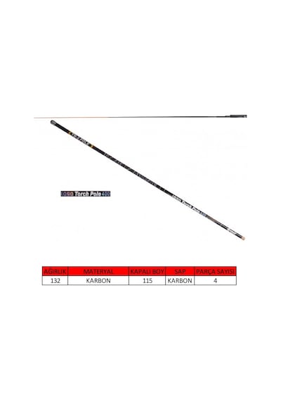 Captain 1090 Torch Pole 40T Karbon Göl Kamışı 400 cm