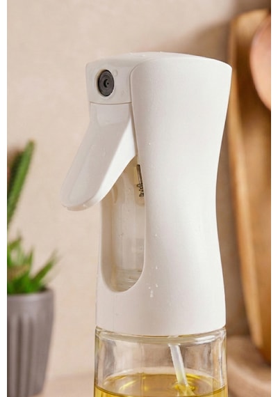 Loria 2'li 350 Ml Sprey Cam Yağdanlık, Püskürtmeli Zeytinyağı Ve Sıvıyağ Yağlık Şişesi-2 Beyaz Şeffaf